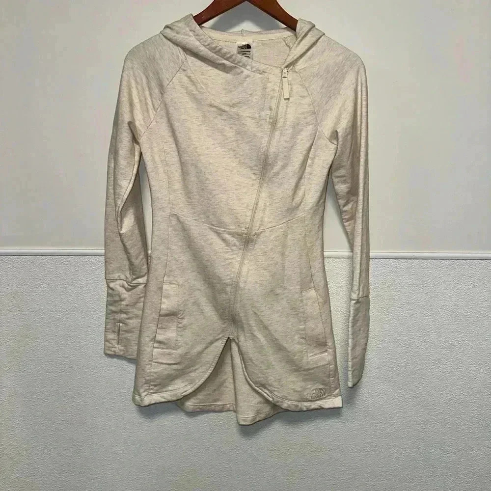 The North Face Women’s XS Creme Asymmetrical Zip Hoodie Sweater Pockets